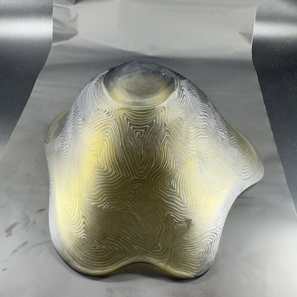 Sasaki Stephen Dweck Glass Bowl Abstract Shape Olive Green Satin Swirl Japan VTG - Picture 13 of 16